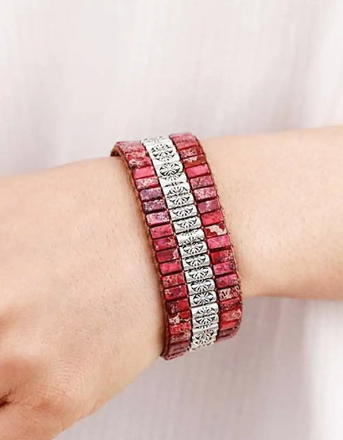 Load image into Gallery viewer, Handmade Triple Layer Natural Stone Bracelet
