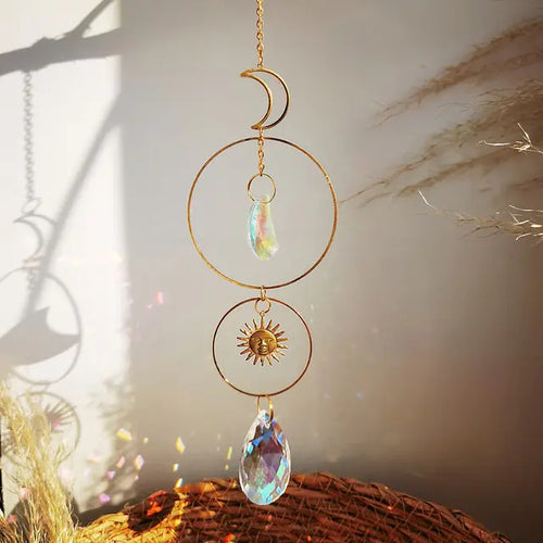 Load image into Gallery viewer, Suncatcher Crystal Sun and Moon Crystals Prism
