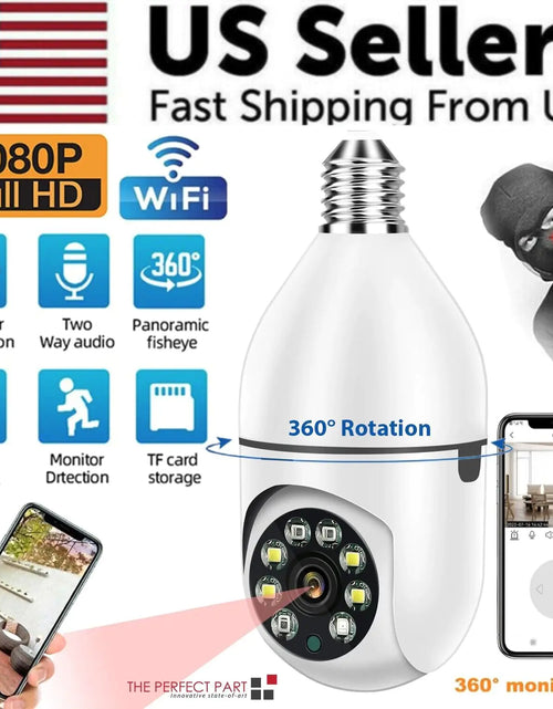 Load image into Gallery viewer, 360° 1080P IP E27 Light Bulb Camera Wi-Fi IR Night Smart Home Wireless Security
