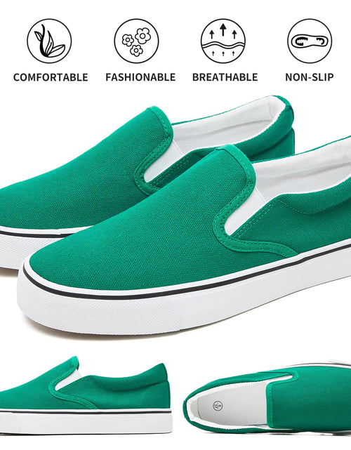 Load image into Gallery viewer, Women&#39;s Slip on Shoes Canvas Sneakers Loafers Non Slip Shoes Low Top Casual Shoes 9.5 Dark Green
