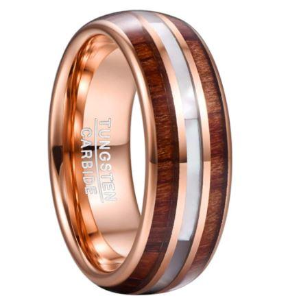 Load image into Gallery viewer, Koa Wood and Pearl Tungsten Ring
