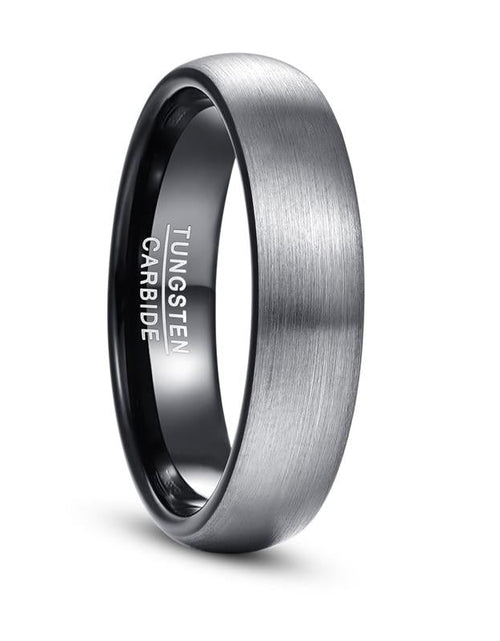 Load image into Gallery viewer, Brushed Silver and Black Tungsten Ring
