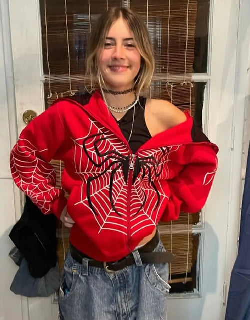 Load image into Gallery viewer, Streetwear Hoodie Spider Web
