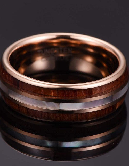 Load image into Gallery viewer, Koa Wood and Pearl Tungsten Ring
