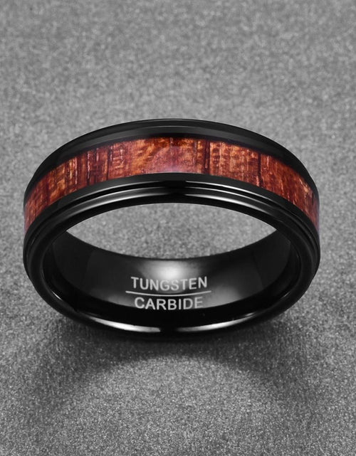 Load image into Gallery viewer, Black Wooden Tungsten Carbide Ring
