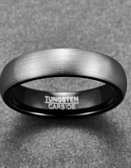 Load image into Gallery viewer, Brushed Silver and Black Tungsten Ring
