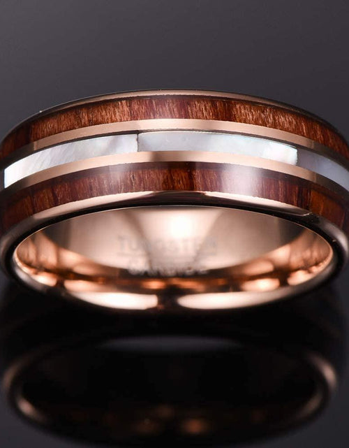 Load image into Gallery viewer, Koa Wood and Pearl Tungsten Ring
