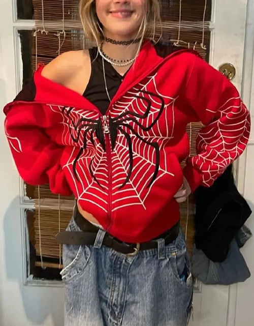 Load image into Gallery viewer, Streetwear Hoodie Spider Web
