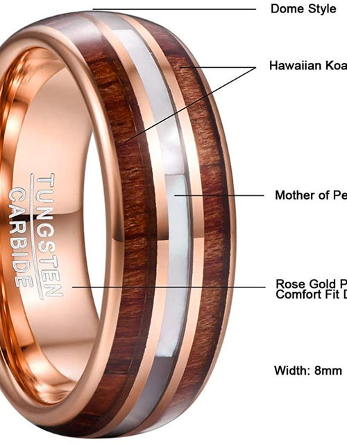 Load image into Gallery viewer, Koa Wood and Pearl Tungsten Ring
