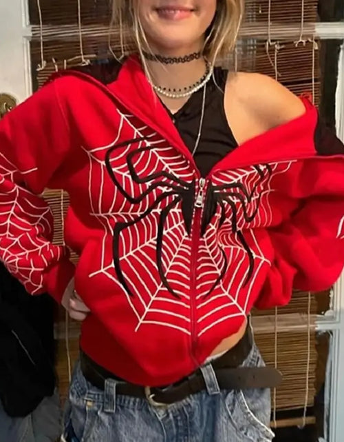 Load image into Gallery viewer, Streetwear Hoodie Spider Web
