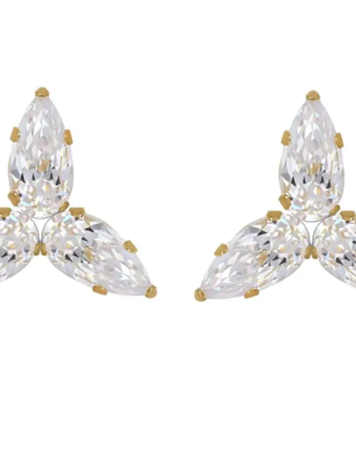 Load image into Gallery viewer, 14k Gold Dainty Cubic Zirconia Cluster Stud Earrings
