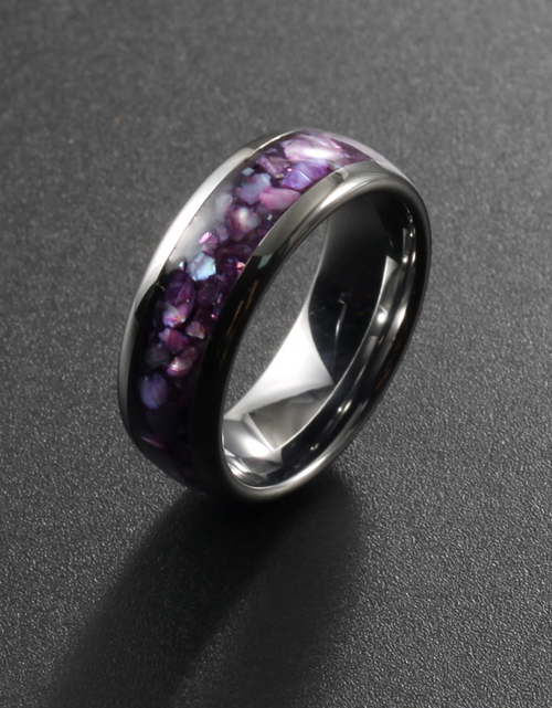 Load image into Gallery viewer, Purple and White Opal Tungsten Ring
