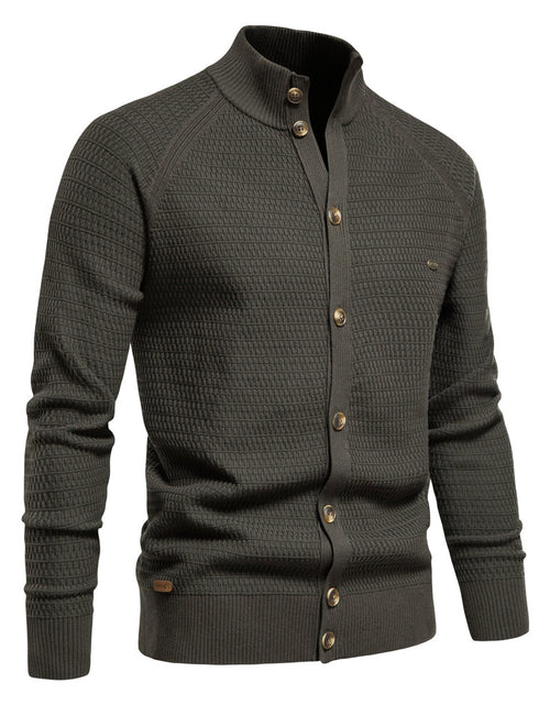 Load image into Gallery viewer, Button Mock Neck Men&#39;s Cardigan
