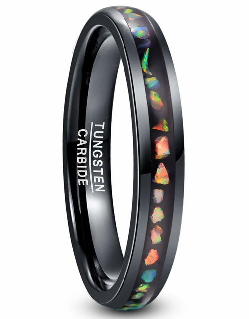 Load image into Gallery viewer, Crushed Opal Black Tungsten Ring
