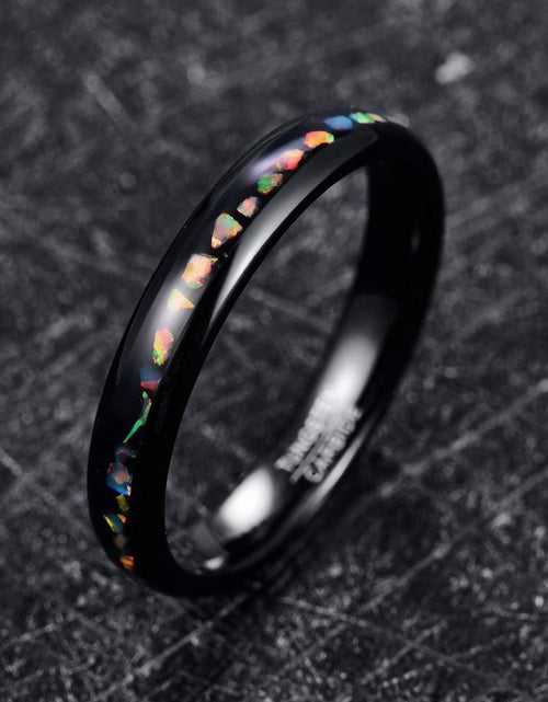 Load image into Gallery viewer, Crushed Opal Black Tungsten Ring
