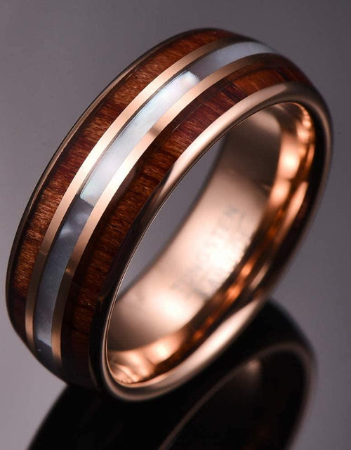 Load image into Gallery viewer, Koa Wood and Pearl Tungsten Ring
