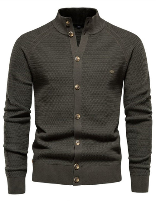 Load image into Gallery viewer, Button Mock Neck Men&#39;s Cardigan
