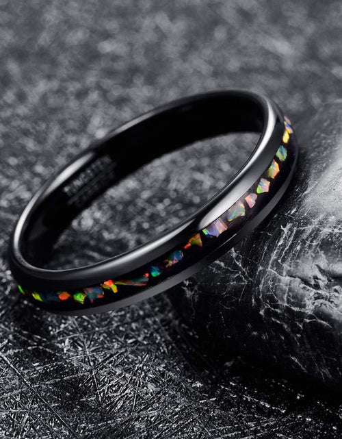 Load image into Gallery viewer, Crushed Opal Black Tungsten Ring
