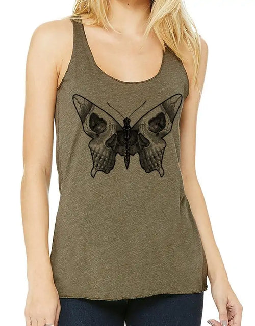 Load image into Gallery viewer, Butterfly skull racerback tank
