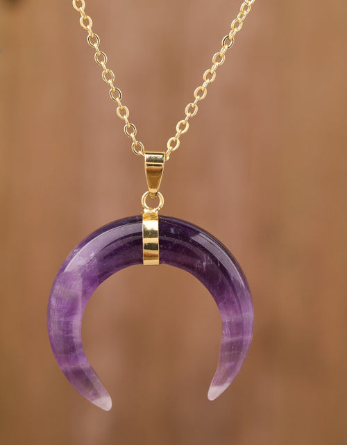 Load image into Gallery viewer, Moon Shape Amethyst Necklace
