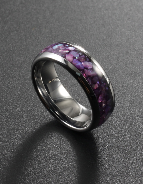 Load image into Gallery viewer, Purple and White Opal Tungsten Ring
