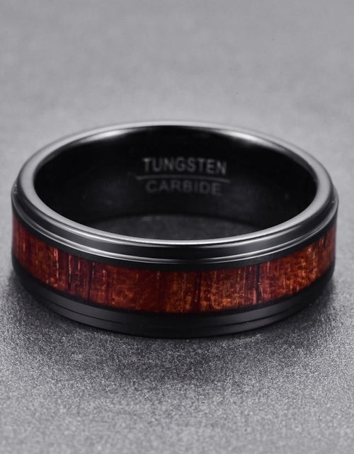 Load image into Gallery viewer, Black Wooden Tungsten Carbide Ring
