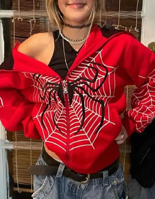 Load image into Gallery viewer, Streetwear Hoodie Spider Web
