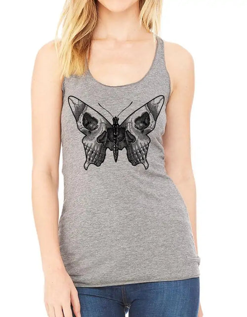 Load image into Gallery viewer, Butterfly skull racerback tank
